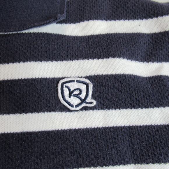 Vintage Rocawear Shirt Mens 2XL Cream Blue Striped Polo Golf Preppy Coastal 90s - Picture 3 of 12